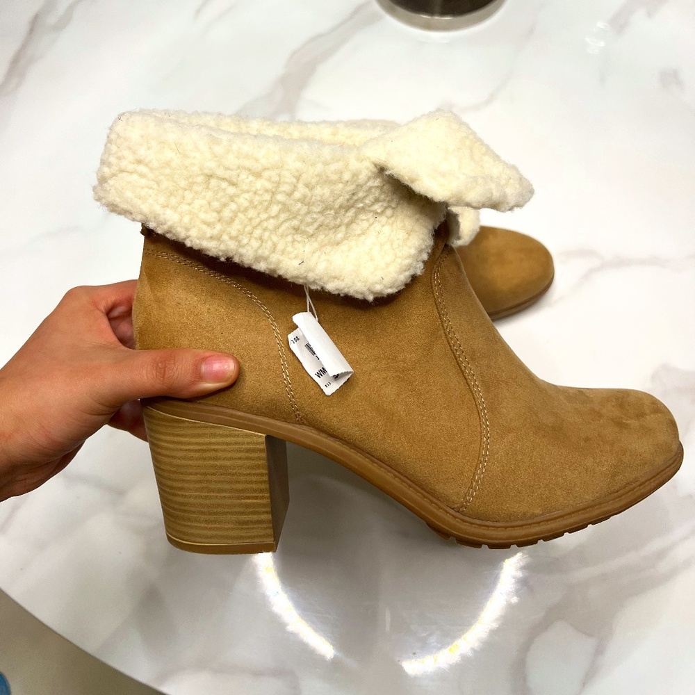 Short Fur Heeled Bootie Size 12